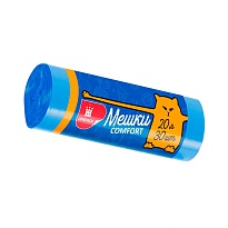 Мешки для мусора 20 л, синие, в рулоне 30 шт., ПНД, 8 мкм, 500х400 мм, Comfort, М0017 (МН 20-30с) в Выборге