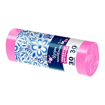 Мешки для мусора 30 л, розовые, в рулоне 30 шт., ПНД, 8 мкм, 560х480 мм, Узоры Чистоты, МУ3605 (ММЭ-30роз) в Выборге