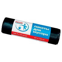 Мешки для мусора 160 л, черные, в рулоне 20 шт., ПВД, 30 мкм, 1200х870 мм, PACLAN Professional, 604082 в Выборге
