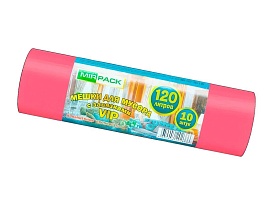 Мешки для мусора 120 л, с завязками, красные, в рулоне 10 шт., ПНД, 15 мкм, 800х750 мм, VIP, Z12010red в Выборге