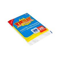 Мешки для мусора 20 л, с ручками, черные, в пачке 20 шт., ПНД, 10 мкм, 550х440 мм, Крепак, 4607075710085 в Выборге
