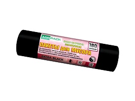 Мешки для мусора 180 л, ароматизированные, черные, в рулоне 10 шт., ПВД, 50 мкм, 1100х930 мм, EXTRA black, 18008301 в Выборге