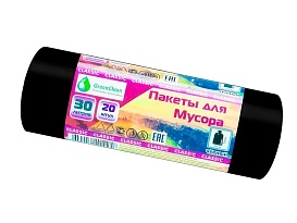 Мешки для мусора 30 л, черные, в рулоне 20 шт., ПНД, 7 мкм, 600х500 мм, MIRPACK Classik, 302040 в Выборге