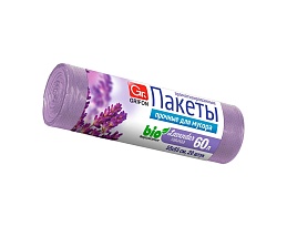 Мешки для мусора 60 л, ароматизированные, Лаванда, сиреневые, в рулоне 20 шт., ПНД, 9 мкм, 650х550 мм, GRIFON Aroma, 101-023 La в Выборге