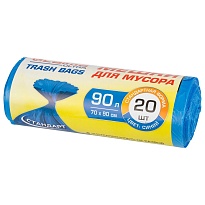 Мешки для мусора 90 л, синие, в рулоне 20 шт., ПНД, 14 мкм, 900х700 мм, LAIMA ULTRA, 607693 в Выборге