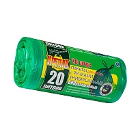 Мешки для мусора 20 л, биоразлагаемые, с ручками, черные, в рулоне 30 шт., ПНД, 10 мкм, 550х440 мм, Крепак, 4607075710047 в Выборге