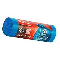 Мешки для мусора 160 л, синие, в рулоне 10 шт., ПВД, 21 мкм, 1200х870 мм, PACLAN Big&Strong, 604075 в Выборге