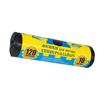Мешки для мусора 120 л, с ушками, черные, в рулоне 10 шт., ПНД, 13 мкм, 1050х680 мм, Крепакоф, 4607075710252 в Выборге Мешки для мусора 120 л, с ушками, черные, в рулоне 10 шт., ПНД, 13 мкм, 1050х680 мм, Крепакоф, 4607075710252 в Выборге