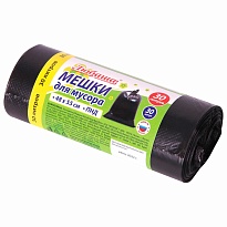 Мешки для мусора 30 л, черные, в рулоне 30 шт., ПНД, 7 мкм, 550х480 мм, Любаша, 608089 в Выборге