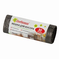 Мешки для мусора 30 л, черные, в рулоне 20 шт., ПНД, 5 мкм, 550х470 мм, Любаша эконом, 605329 в Выборге