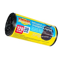 Мешки для мусора 120 л, черные, в рулоне 30 шт., ПНД, 15 мкм, 1100х700 мм, Крепак, 4607075710122 в Выборге