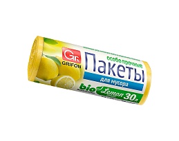 Мешки для мусора 30 л, ароматизированные, Лимон, желтые, в рулоне 20 шт., ПНД, 9 мкм, 560х530 мм, GRIFON Aroma, 101-020 Li в Выборге Мешки для мусора 30 л, ароматизированные, Лимон, желтые, в рулоне 20 шт., ПНД, 9 мкм, 560х530 мм, GRIFON Aroma, 101-020 Li в Выборге