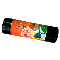 Мешки для мусора 60 л, черные, в рулоне 30 шт., ПНД, 6 мкм, 640х580 мм, Концепция Быта EcoClean, 603890 в Выборге