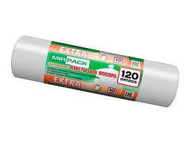 Мешки для мусора 120 л, белые, в рулоне 10 шт., ПНД, 14 мкм, 1100х700 мм, EXTRA, ex1201803 в Выборге