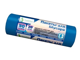 Мешки для мусора 30 л, синие, в рулоне 20 шт., ПНД, 7 мкм, 600х500 мм, MIRPACK Classik, 302041 в Выборге