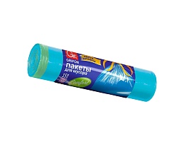 Мешки для мусора 50 л, с завязками, голубые, в рулоне 15 шт., ПНД, 14 мкм, 700х600 мм, GRIFON, 101-063 в Выборге