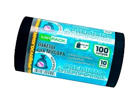 Мешки для мусора 100 л, черные, в рулоне 10 шт., ПВД, 70 мкм, 1000х600 мм, PREMIUM+, 1001076 в Выборге