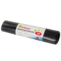 Мешки для мусора 240 л, черные, в рулоне 5 шт., ПВД 30 мкм, 1300х900 мм, Любаша, 605338 в Выборге