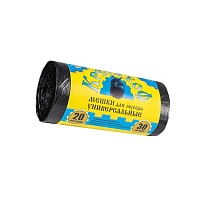 Мешки для мусора 20 л, с ушками, черные, в рулоне 30 шт., ПНД, 10 мкм, 550х440 мм, Крепакоф, 4607075710221 в Выборге